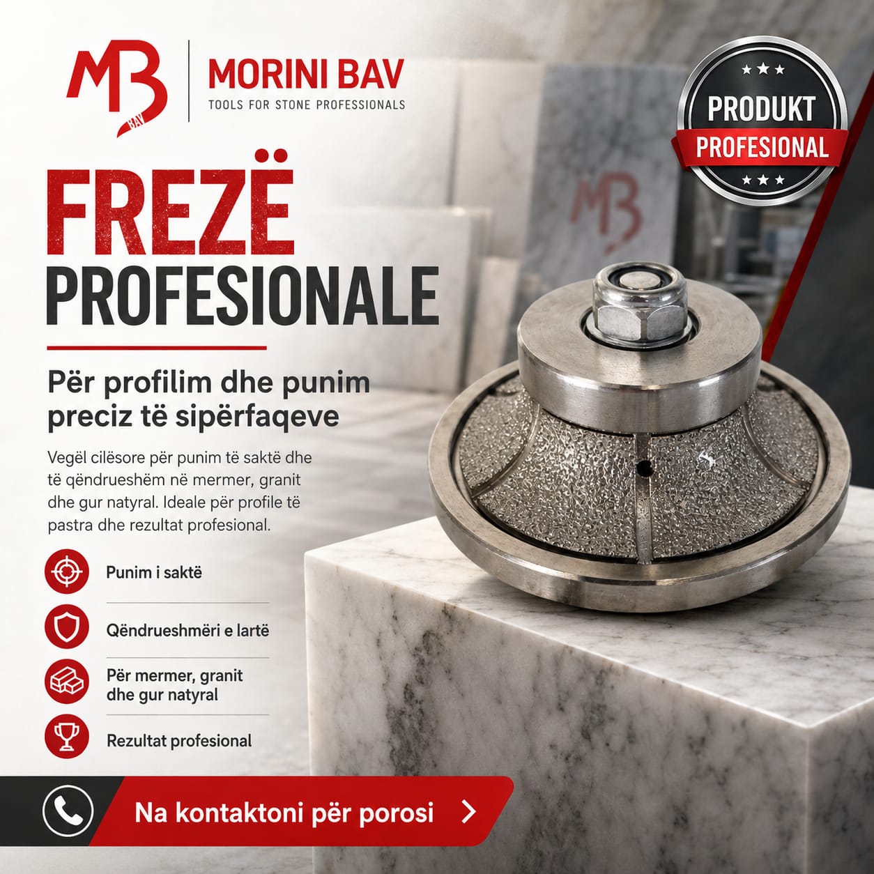 Frezë Profesionale Diamanti për Profilim